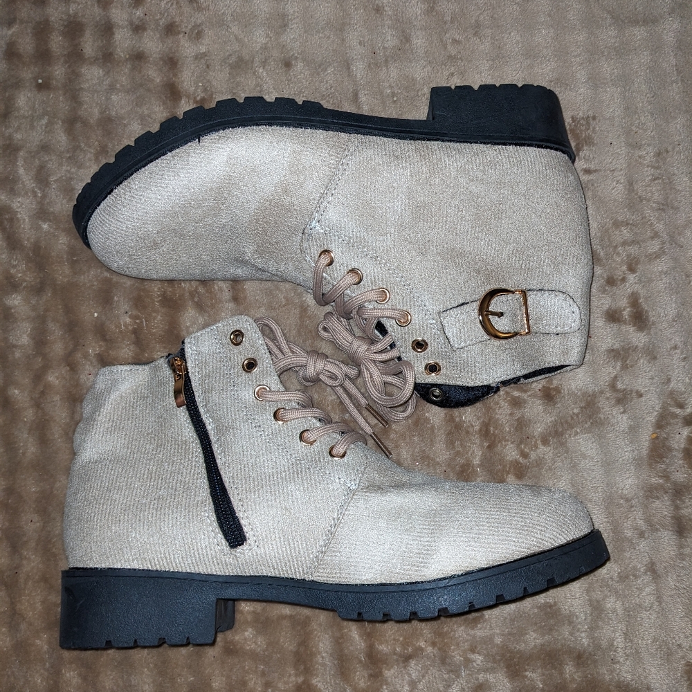 Fabric Beige Taupe Ankle Boots Size 43 New